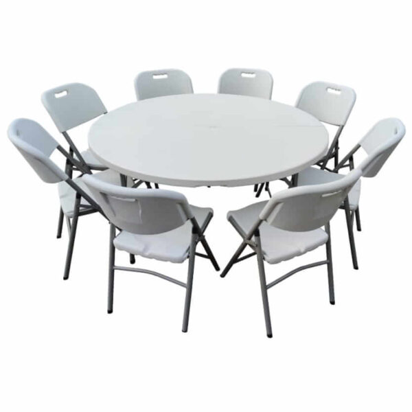 5ft Round table & 8 chairs