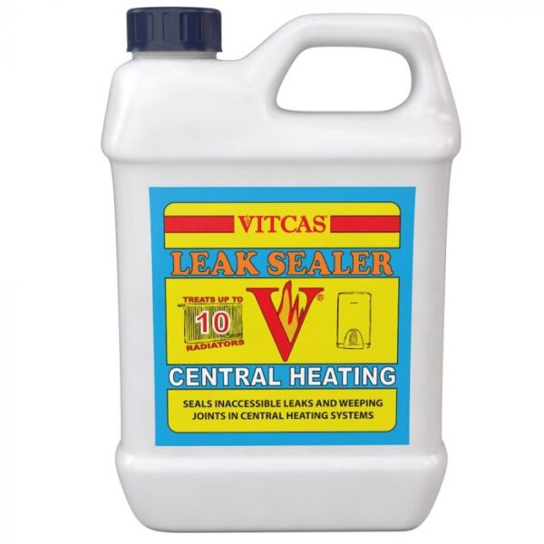 Vitcas Central Heating Leak Sealer Can on a white Background