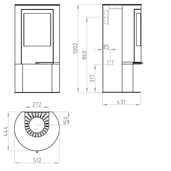 Henley Elite G7 Stove Technical Drawing